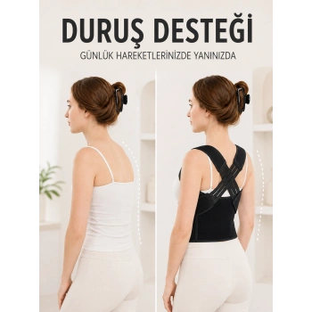 Postür Dik Duruş Korsesi Sırt Destekli Ayarlanabilir Lastikli Bel Korsesi