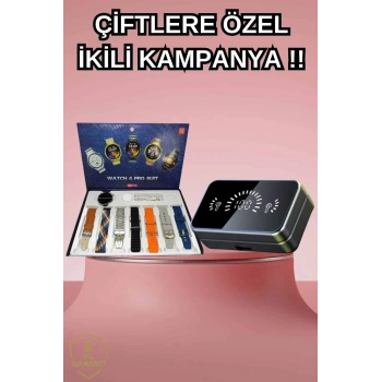 Powerbank Aynalı Bluetooth Kulaklık Ve Akıllı Saat Seti Anc Özelliği Dokunamatik