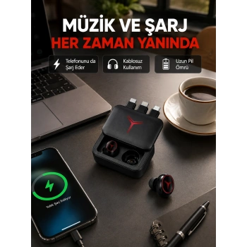 Powerbank Özellikli Bluetooth Kablosuz Kulaklık – Dokunmatik Kontrol, Uzun Pil Ömrü, Ergonomik Tasarım