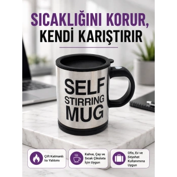 Pratik Ve Dayanıklı Termos Kupa | Tek Tuşla Otomatik Karıştırma