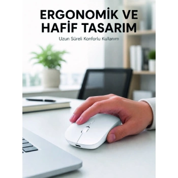 Profesyonel Kablosuz Bluetooth Mouse Çift Modlu Şarjlı Ergonomik Fare