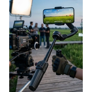 Profesyonel Telefon Video Sabitleyici Gimbal Stabilizer Vlog Atı