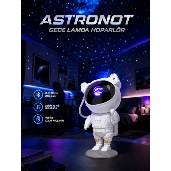 Projeksiyon Astronot Lamba Speaker Sevimli Astronot Bluetooth Hoparlör Yeni Nesil