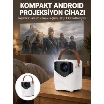 Projeksiyon Ev Sineması Bluetooth 4k Hd Kaliteli Görüntü Kumandalı Yeni Nesil