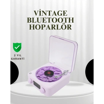 Projektörlü Gece Lambalı Retro Hoparlör – Taşınabilir Bluetooth Speaker