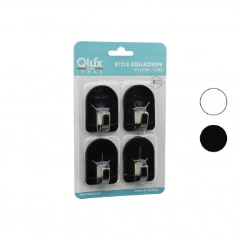 QLUX L-00950 4PCS DOME ASKI NO-2 KUBBELİ - SİYAH - BEYAZ - PLASTİK ASKI YAPIŞKANLI MONTAJ (5263)