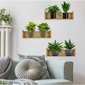 Raflı Bitki Tasarımlı Yapışkanlı Sticker 20*30 cm 3lü Set (5263)