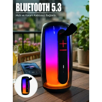 Rgb Led Taşınabilir Bluetooth Speaker Güçlü Bas Ses Type-c Şarj Girişli