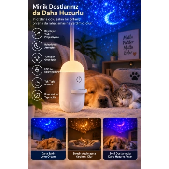Romantik Atmosfer İçin Ay Yıldız Projeksiyonlu Gece Lambası