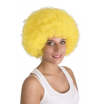 Sarı Renk Kıvırcık Afro Bonus Peruk (5263)