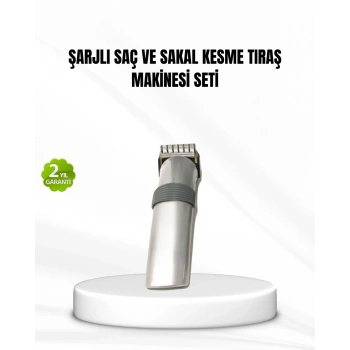 Şarjlı Saç Ve Sakal Kesme Makinesi – Paslanmaz Çelik Bıçak, Ayarlanabilir Başlık