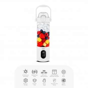 ŞARJLI TAŞINABİLİR SMOOTHİE BLENDER 700MLBUZ KIRMA - ÇELİK BIÇAK MANYETİK ŞARJ 150W 4500mAh SHB-7504 (5263)