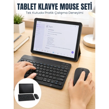 Sım Kartlı Android Tablet Bluetooth Klavye Kablosuz Mouse Geniş Ekran Ve Taşınabilir Kullanım Seti