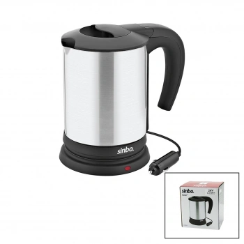 SİNBO SK-8034 24V ARAÇ İÇİ KETTLE PASLANMAZ ÇELİK SU ISITICISI 0.8LT  200W  ÇAKMAKLIK FİŞLİ  PLASTİK KAPAK - KULP (5263)