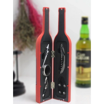 Şişe Tirbuşon Seti Büyük Kırmızı Alk2623
