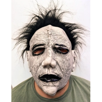 Siyah Saçlı Michael Myers Lateks Yüze Tam Yapışan Et Maske Korku Maskesi (5263)