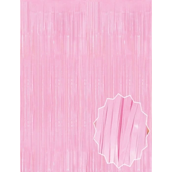 Soft Pembe Püsküllü Kapı Perdesi - Parti, Baby Shower, Cinsiyet Partisi 1x2 m (5263)