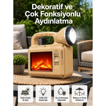 Solar Cob Alev Efektli Lamba – Güneş Enerjili, Suya Dayanıklı, Taşınabilir