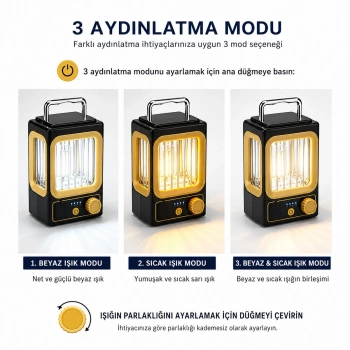 SOLAR - GÜNEŞ ENERJİLİ USB ŞARJLI NOSTALJİ SOLAR LAMBA 1500mAh HS-234 (5263)