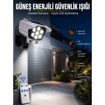 Solar Lamba Kamera Görünümlü Duvar Lambası Dönebilen Bahçe Aydınlatması