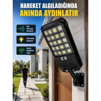 Solar Led Bahçe Lambası Hareket Sensörlü Uzaktan Kumandalı Dış Mekan Aydınlatma