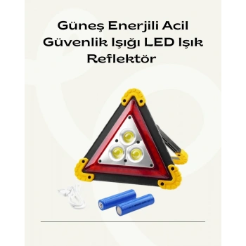 Solar Şarjlı Üçgen Led Park Ve İkaz Lambası