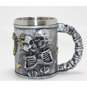 Sonsuz Aşk İskelet Tasarımlı 3d Kabartmalı Çelik Kupa Bardak Alk4370