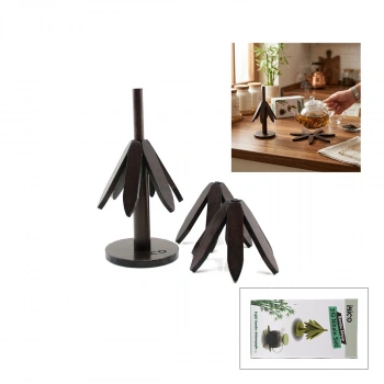 STANDLI=AĞAÇ MODEL 2PCS AHŞAP BAMBU KATLANIR NİHALE YAPRAKLI ÇİÇEK MODELİ= ÇAP: 20CM (5263)