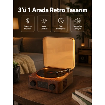 Stereo Bluetooth Hoparlör – Gece Lambalı Ve Saat Göstergeli Yeni Nesil
