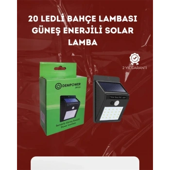Su Geçirmez 20 Led Solar Aydınlatma | Dış Mekan İçin Pır Hareket Sensörü İle Akıllı Işık