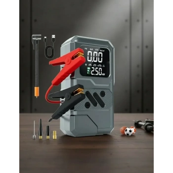 Taşınabilir Araç Akü Takviye Ve Hava Kompresörü Powerbank Özellikli