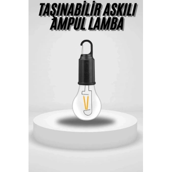 Taşınabilir Askılı Ampul Kamp Lambası Askılı Type-c Şarjlı Bahçe Lambası