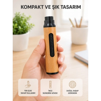 Taşınabilir Dumansız Mini Küllük Ahşap Görünümlü 3 Farklı Uçlu Kompakt Tasarım