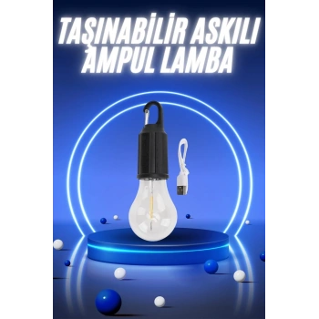 Taşınabilir Şarjlı Led Ampul Askılı Lamba Kamp Bahçe Lambası