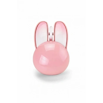 Tavşan Figürlü Kablosuz Mouse Pil Dahil Etiket Hediyeli Pembe