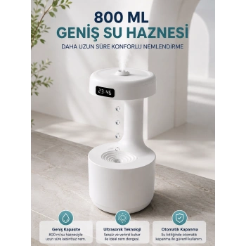Ters Akan Su Damlası Nemlendirici 800 Ml Sessiz Ultrasonik Oda Nemlendirici