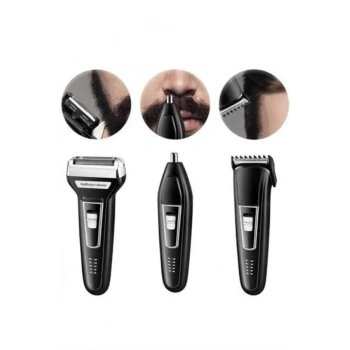 Tıraş Makinesi 3 Başlıklı T Başlıklı Hassas Ciltlere Özel Saç Sakal Vücut Kulak Ve Burun