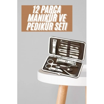 Tırnak Bakım Seti Tırnak Düzeltme Batık 12 Parça Çanta Tipi Manikür Pedikür