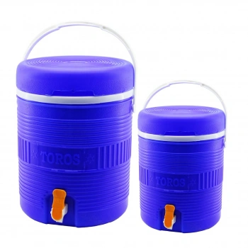 TOROS  2Lİ SET=14+6LT   YUVARLAK   TERMOS   MAVİ PLASTİK  MUSLUKLU - TAŞIMA KULPLU BRKT-501575 (5263)