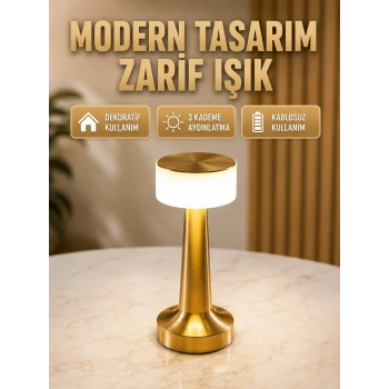 Touch Gece Lambası – Dokunmatik Kontrol, Kablosuz Kullanım, Metal Gövde Yeni Nesil