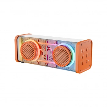 TURUNCU-BEYAZ KABLOSUZ HOPARLÖR - SPEAKER TAŞINABİLİR MP3 IŞIKLI USB ŞARJLI BT - AUX - TES 10 MT MENZİL 1200mAH PİL - 10W (5263)