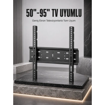Tv Duvar Askı Aparatı 50-95 İnç Uyumlu Güvenli Sabit Montaj