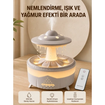 Ufo Yağmur Efektli Hava Nemlendirici 350 Ml Rgb Işıklı Uzaktan Kumandalı