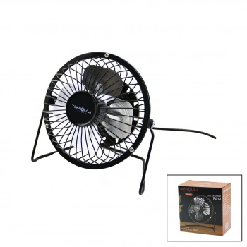 USB - MİNİ FAN METAL KASA - AYAK=360 DERECE MASA ÜSTÜ VANTİLATÖR 4-METAL PERVANE 13.5X11X15CM5V-2.5W (5263)