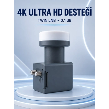 Uydu Anten Lnb Twin Çıkışlı 0.1 Db Ku Band 4k Ultra Hd Uyumlu