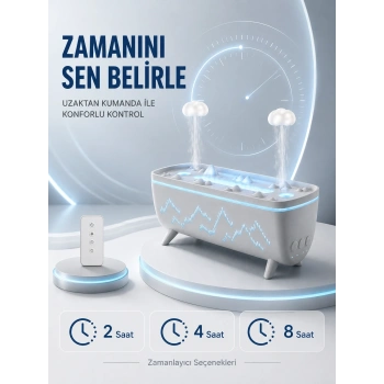 Uzaktan Kumandalı Aroma Difüzörü Sessiz Hava Nemlendirici Alev Efektli 2 4 8 Saat Zamanlayıcılı