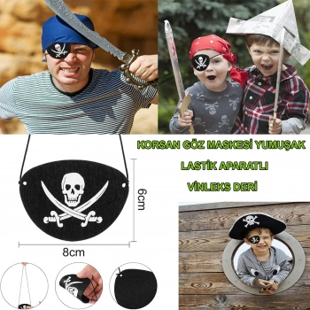 Vinleks Deri Korsan Göz Bandı Göz Maskesi Lastikli (5263)