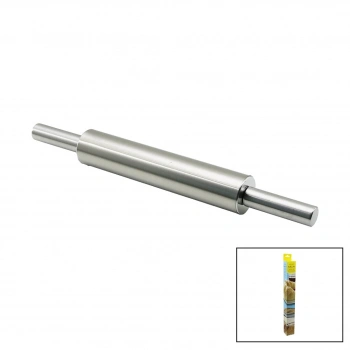 VOCEN ROLLİNG PİN ÇELİK METAL MERDANE - HAMUR RULOSU MERDANE: 25CM - SAP: 2X9CM =T.UZUNLUK:43CM (5263)