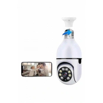 Wifi Güvenlik Kamerası Çift Kameralı Ampule Takılabilir Sensörlü