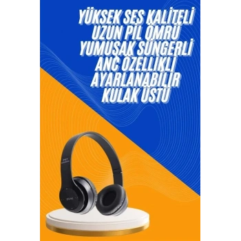 Wireless 5.0 Bluetooth Kablosuz Kulaklık Anc Özellikli Kulak Üstü Ayarlanabilir